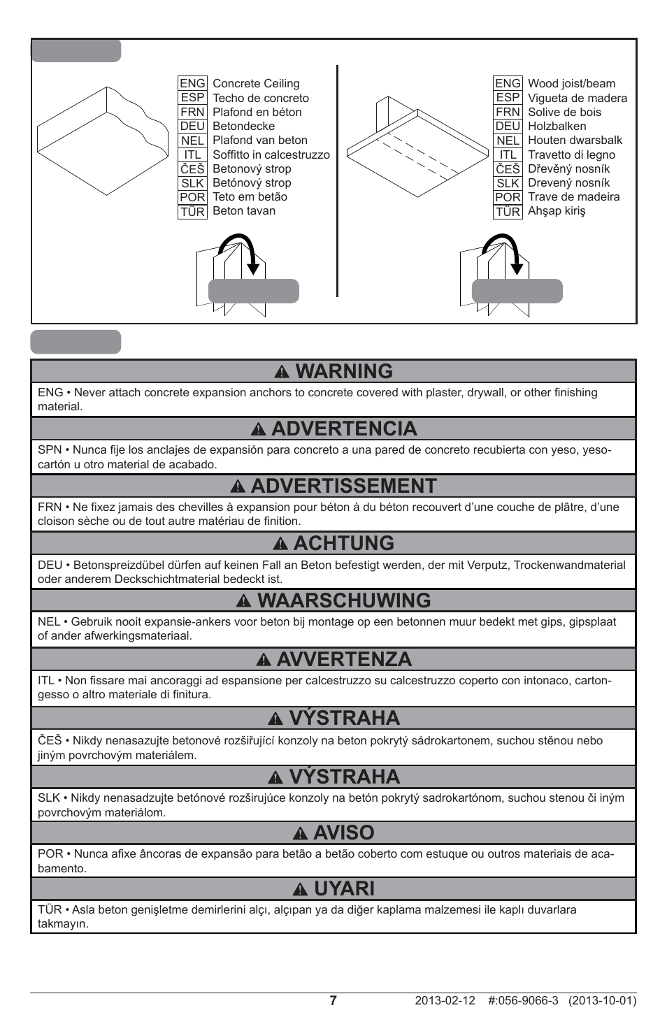 11b-1, Warning, Waarschuwing advertissement | Advertencia, Achtung, Uyari, Výstraha, Avvertenza, Aviso | Peerless-AV MOD-PRSSKIT300-B - Installation User Manual | Page 7 / 24