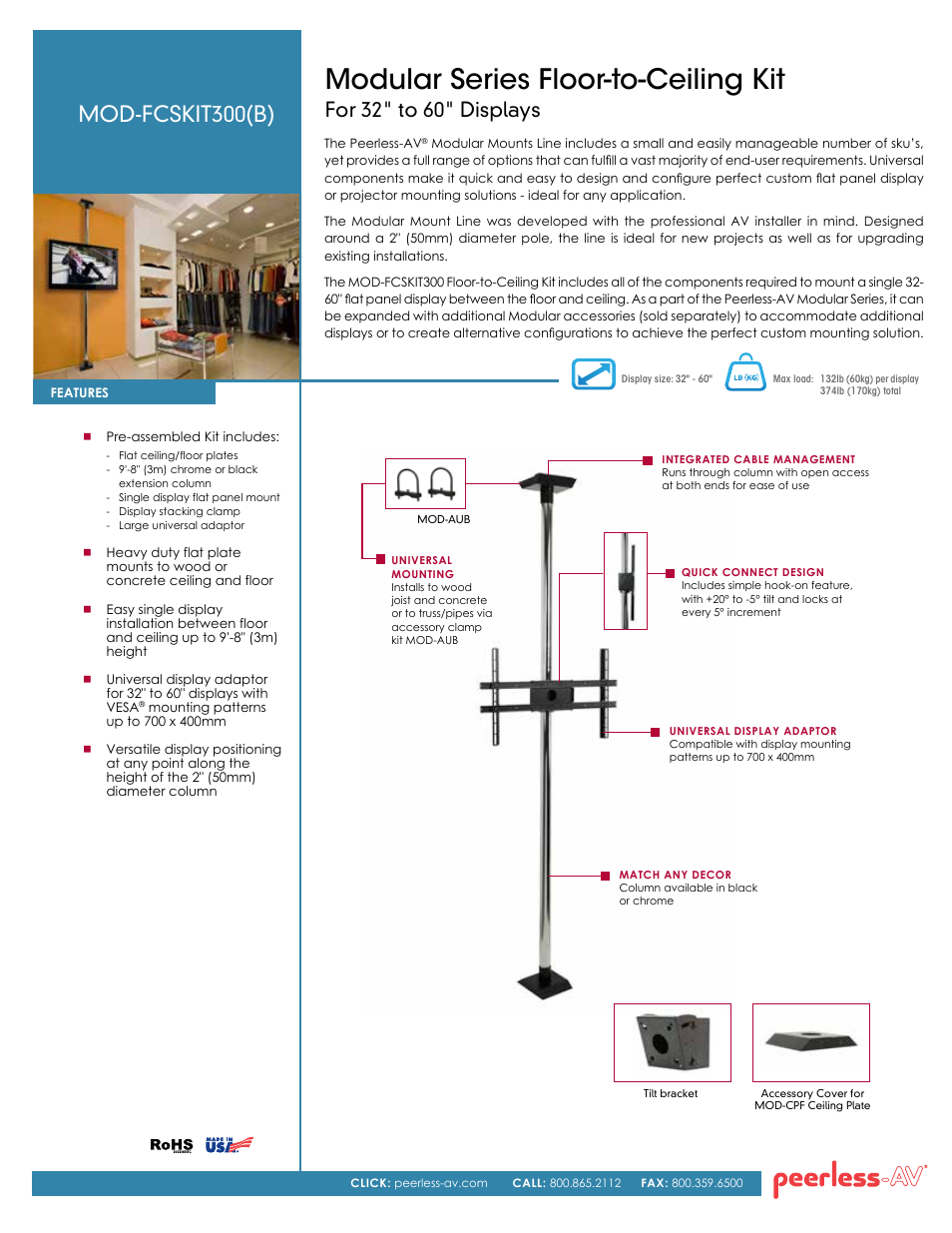 Peerless-AV MOD-FCSKIT300-B  - Sell Sheet User Manual | 2 pages