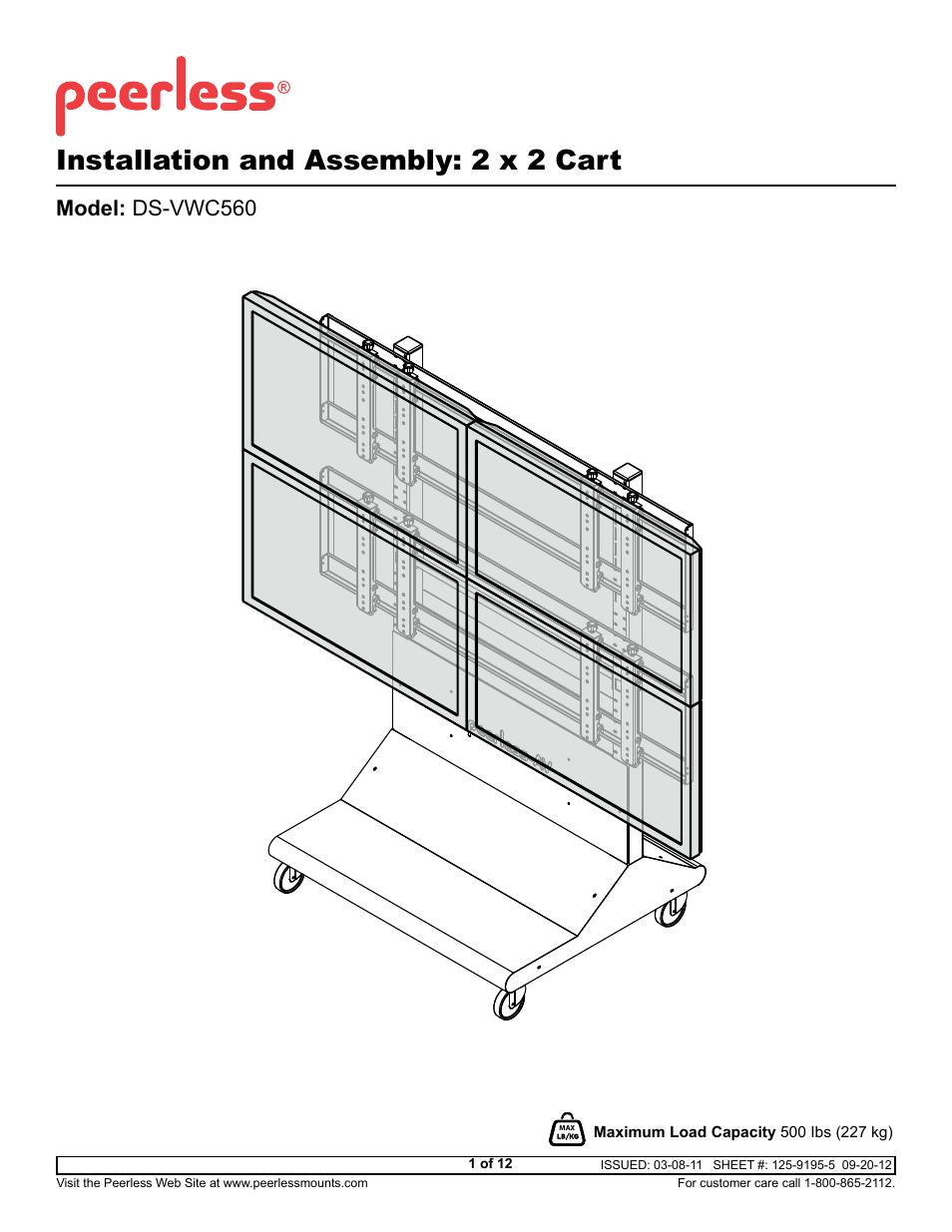 Peerless-AV DS-VWC560 - Installation User Manual | 12 pages