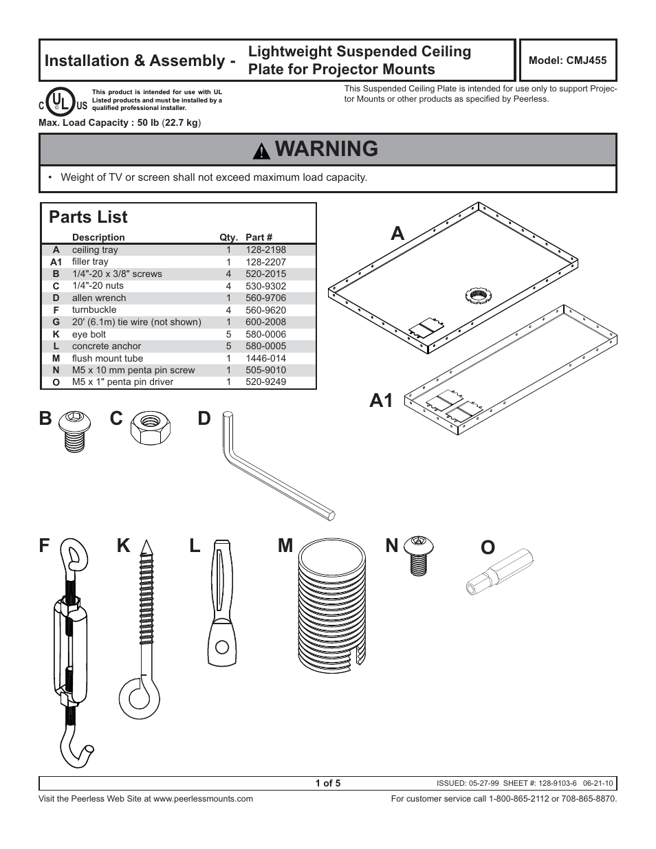 Peerless-AV CMJ455 - Installation User Manual | 5 pages