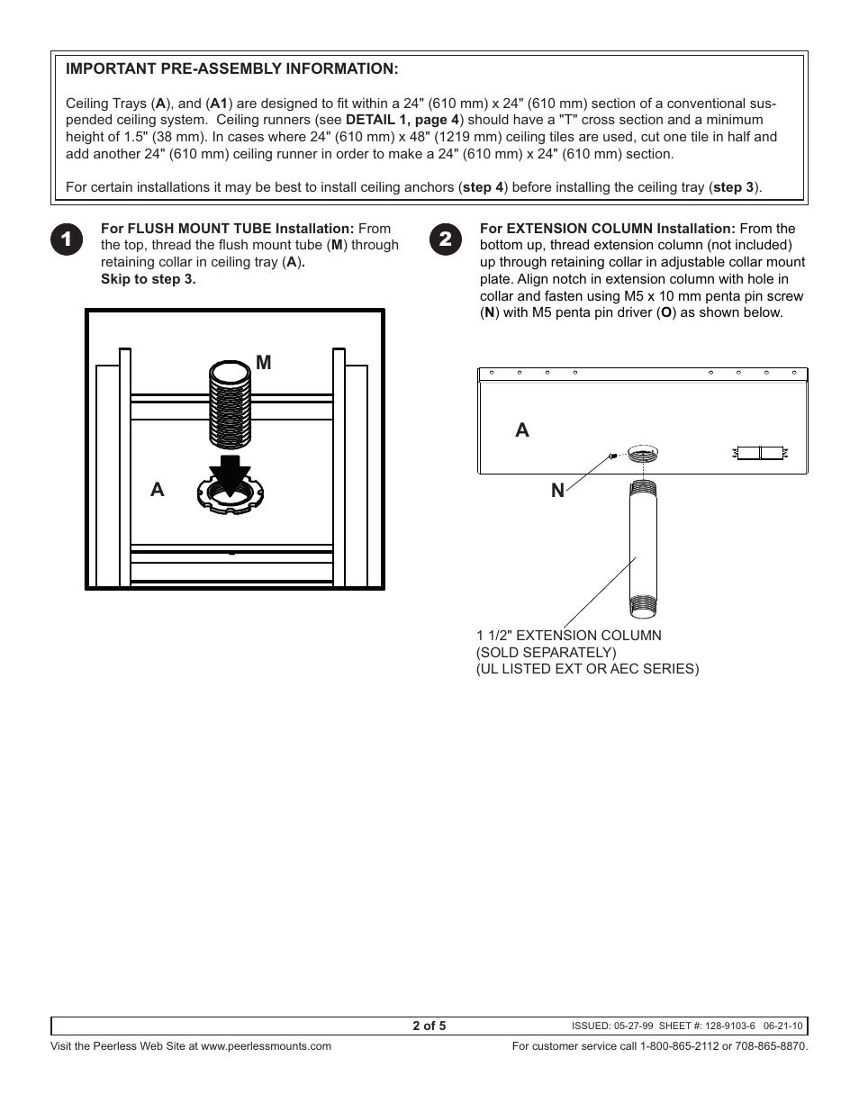 Na 1 2 | Peerless-AV CMJ455 - Installation User Manual | Page 2 / 5