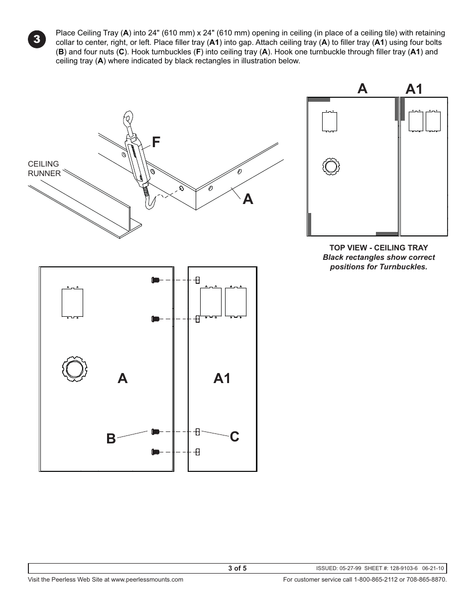 Aa1 c b, A1 a | Peerless-AV CMJ455 - Installation User Manual | Page 3 / 5