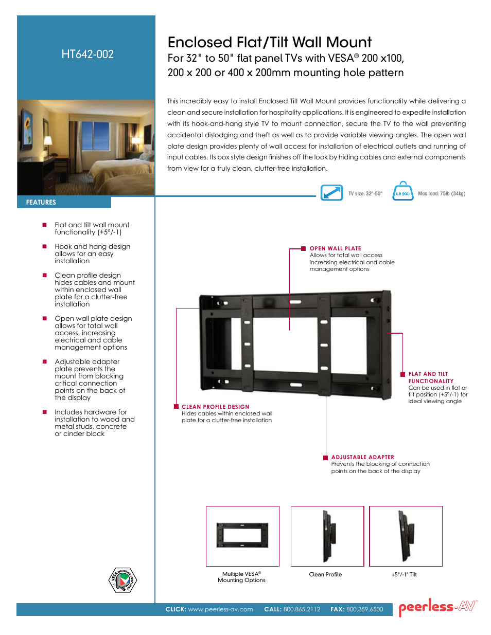 Peerless-AV HT642-002  - Sell Sheet User Manual | 2 pages