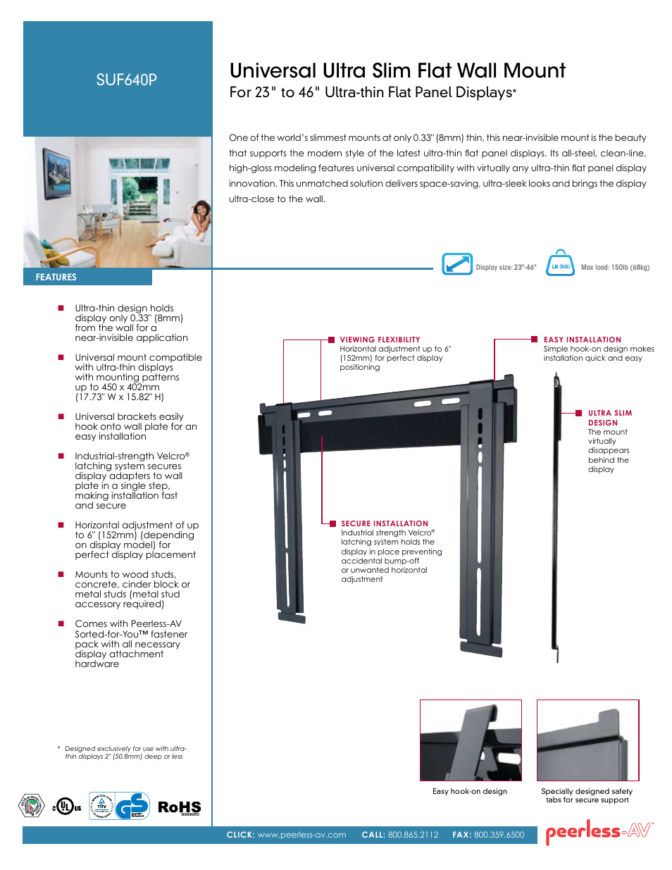 Peerless-AV SUF640P  - Sell Sheet User Manual | 2 pages