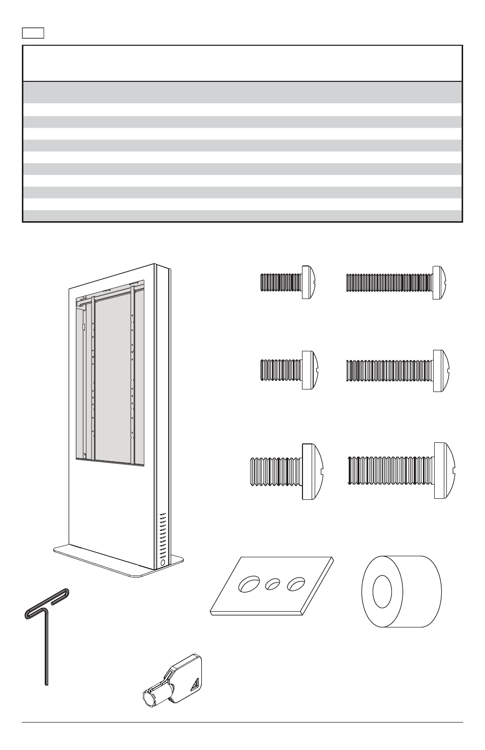 A (1), J (2), B (4) | C (4), D (4), E (4), H (4), F (4), G (4), I (4) k (1) | Peerless-AV KIP555-S - Installation User Manual | Page 3 / 16
