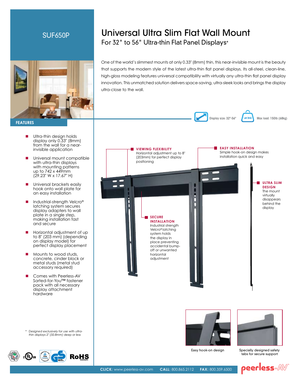 Peerless-AV SUF650P  - Sell Sheet User Manual | 2 pages