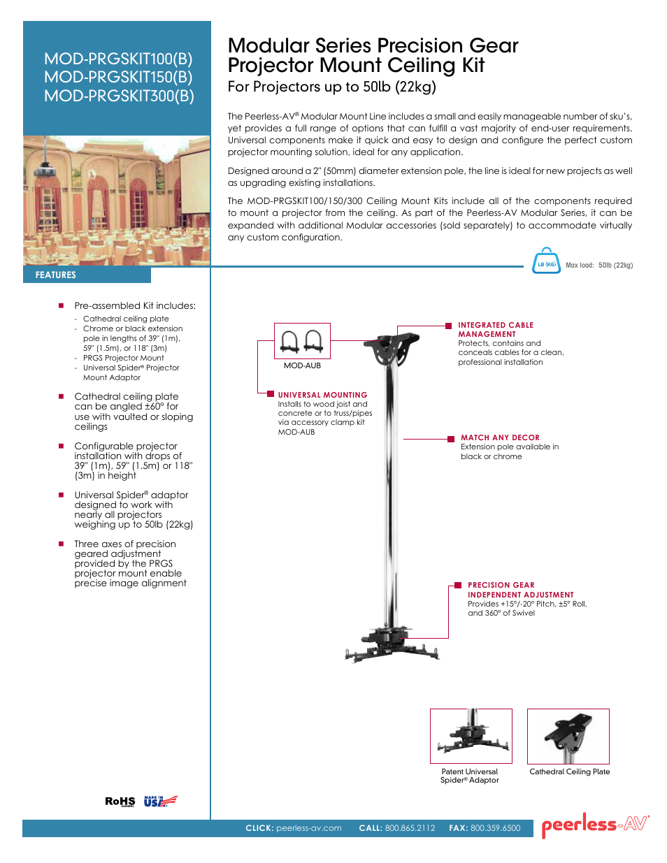 Peerless-AV MOD-PRGSKIT300-B  - Sell Sheet User Manual | 2 pages