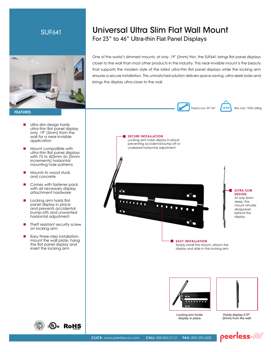 Peerless-AV SUF641  - Sell Sheet User Manual | 2 pages