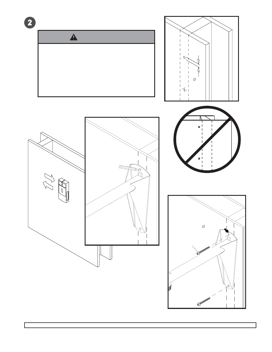 Warning, Installation to a wood stud wall | Peerless-AV PWA-14W - Installation User Manual | Page 3 / 6