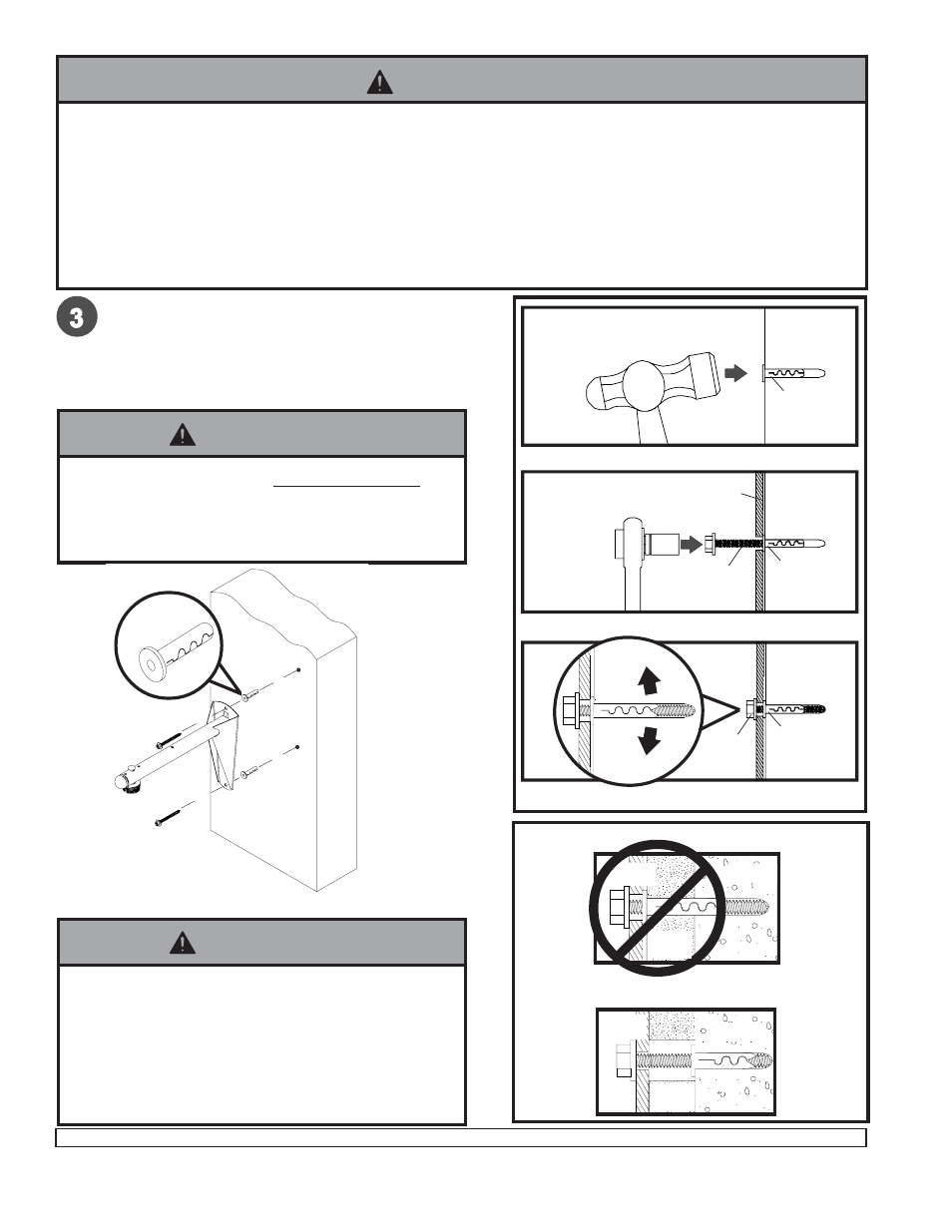 Warning, Installation to a concrete wall, Illustration a | Peerless-AV PWA-14W - Installation User Manual | Page 4 / 6