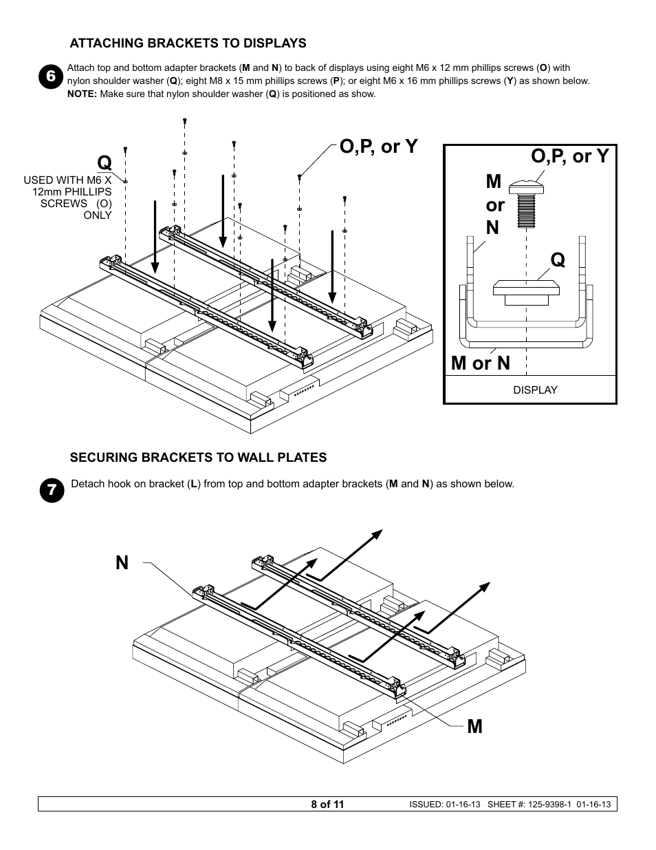 O,p, or y q o,p, or y m or n m or n q | Peerless-AV DS-VWS546-2X2 - Installation User Manual | Page 8 / 11