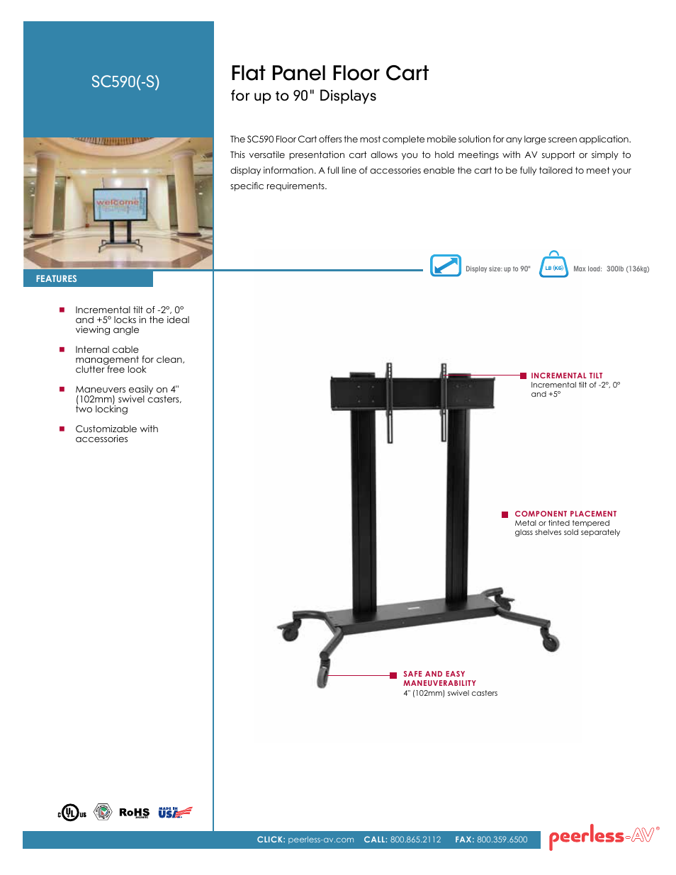 Peerless-AV SC590  - Sell Sheet User Manual | 2 pages