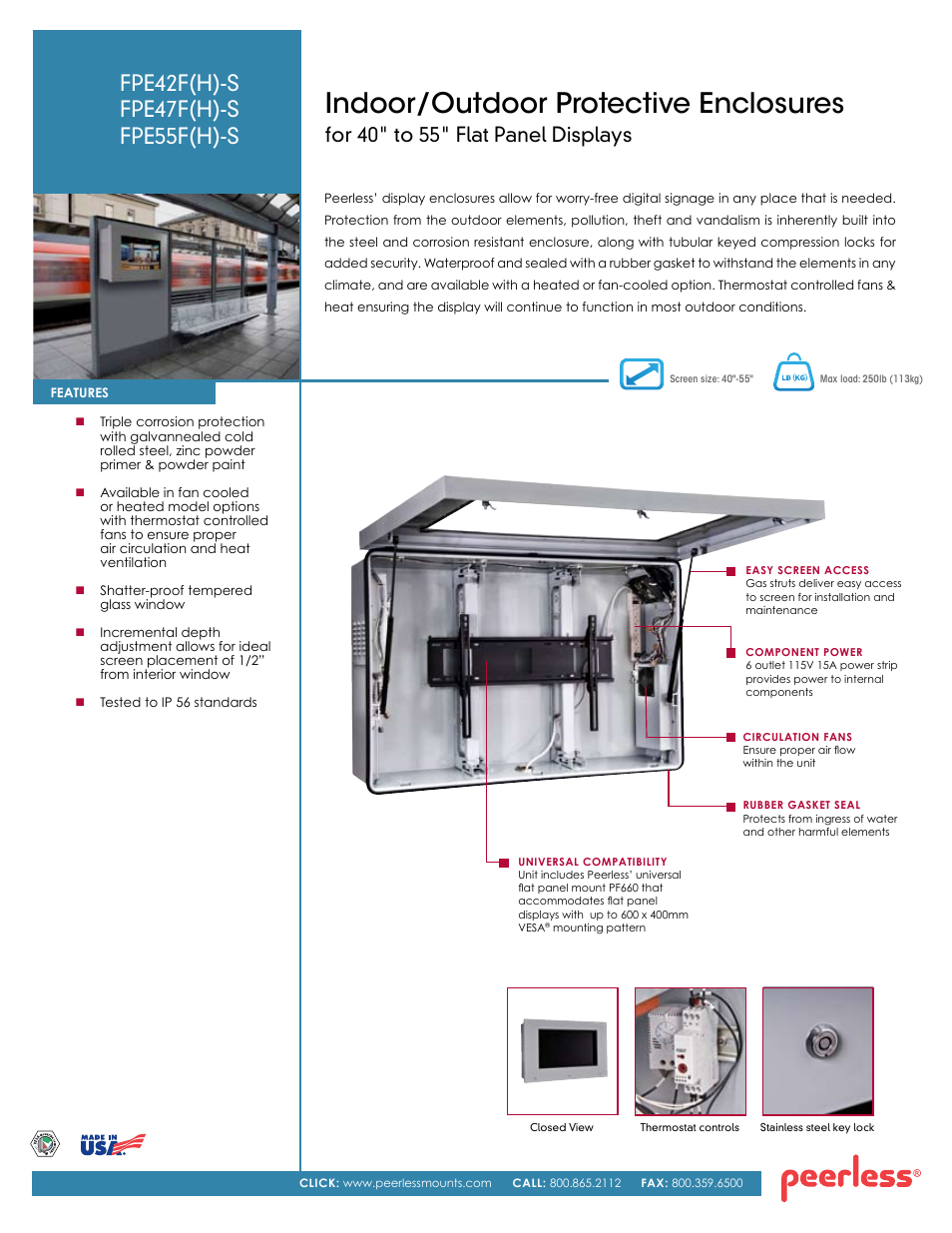 Peerless-AV FPE55F-S  - Sell Sheet User Manual | 2 pages