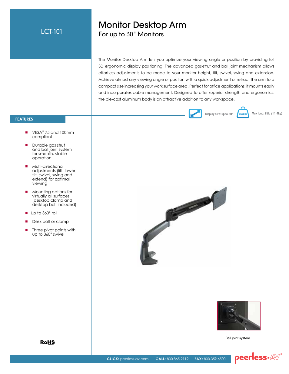 Peerless-AV LCT-101  - Sell Sheet User Manual | 2 pages