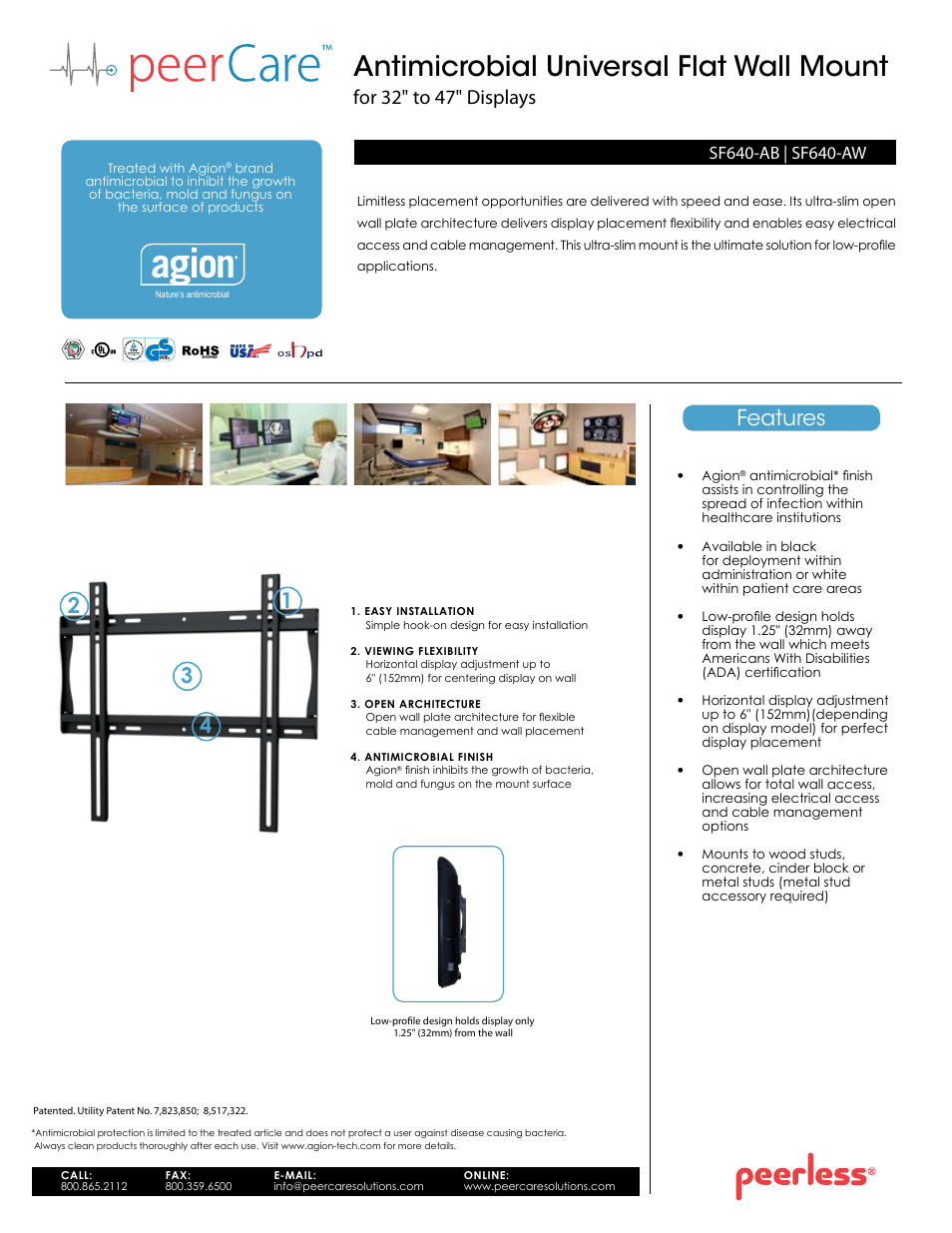 Peerless-AV SF640-AW  - Sell Sheet User Manual | 2 pages