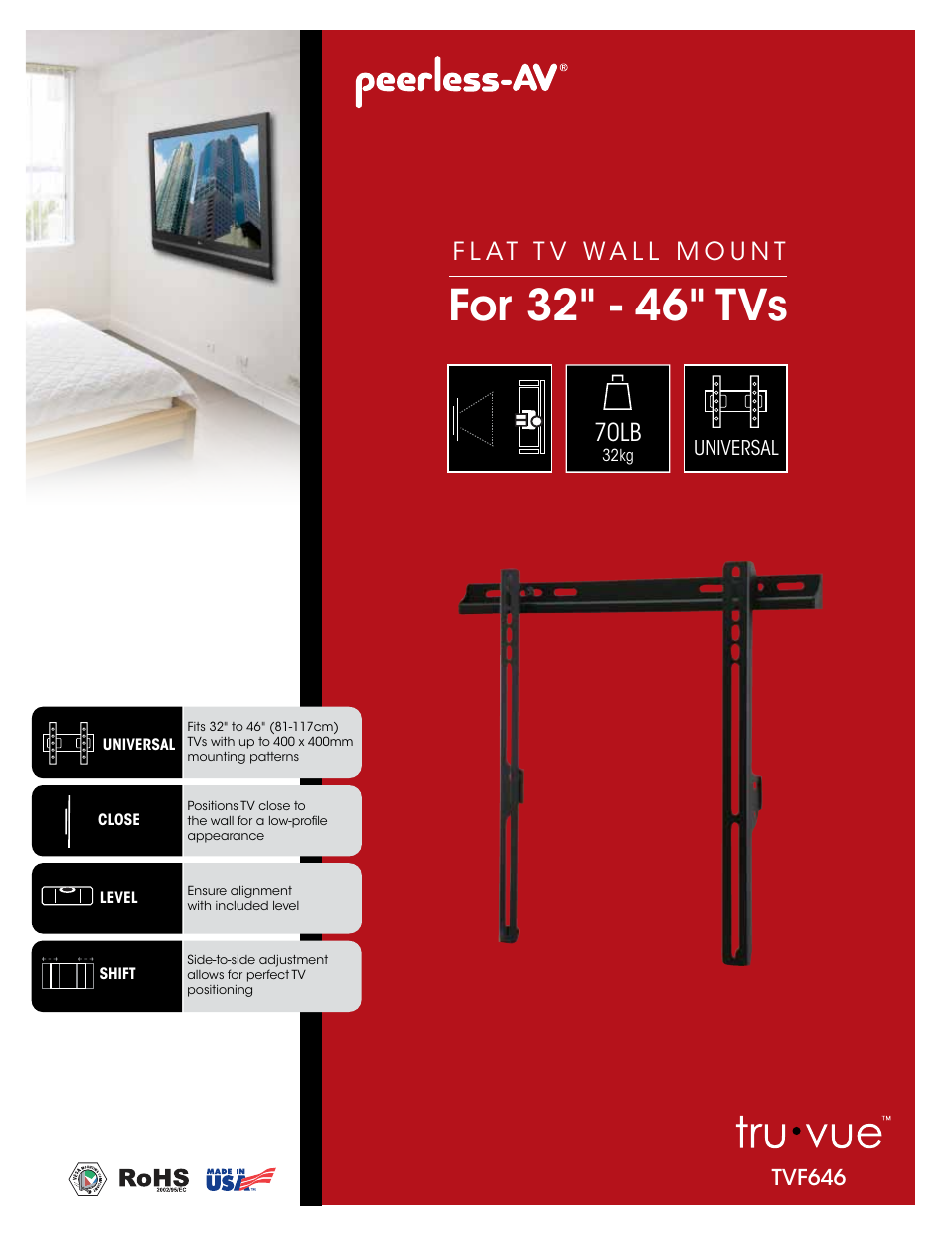 Peerless-AV TVF646  - Sell Sheet User Manual | 2 pages