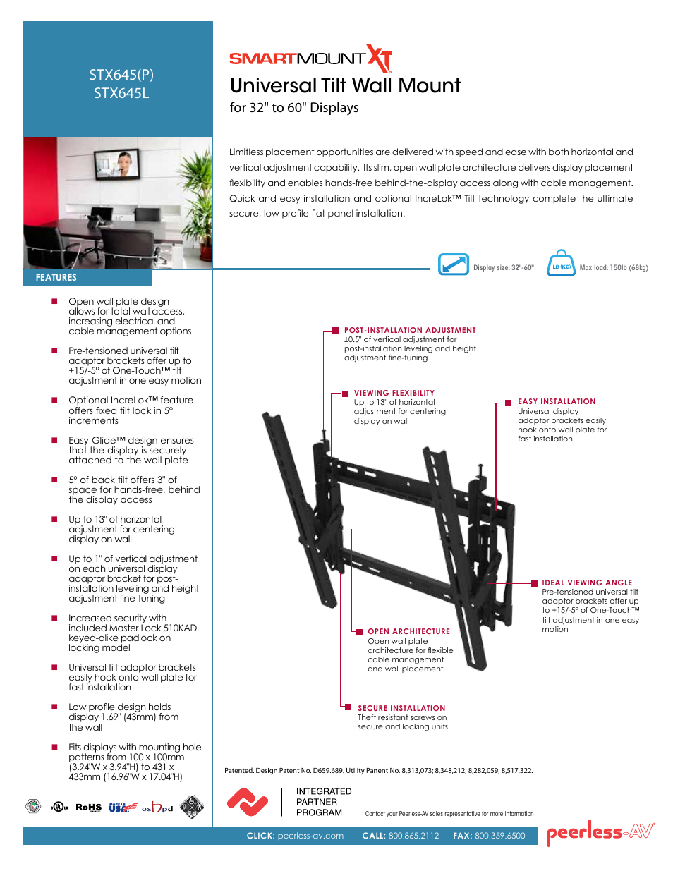 Peerless-AV STX645P  - Sell Sheet User Manual | 2 pages