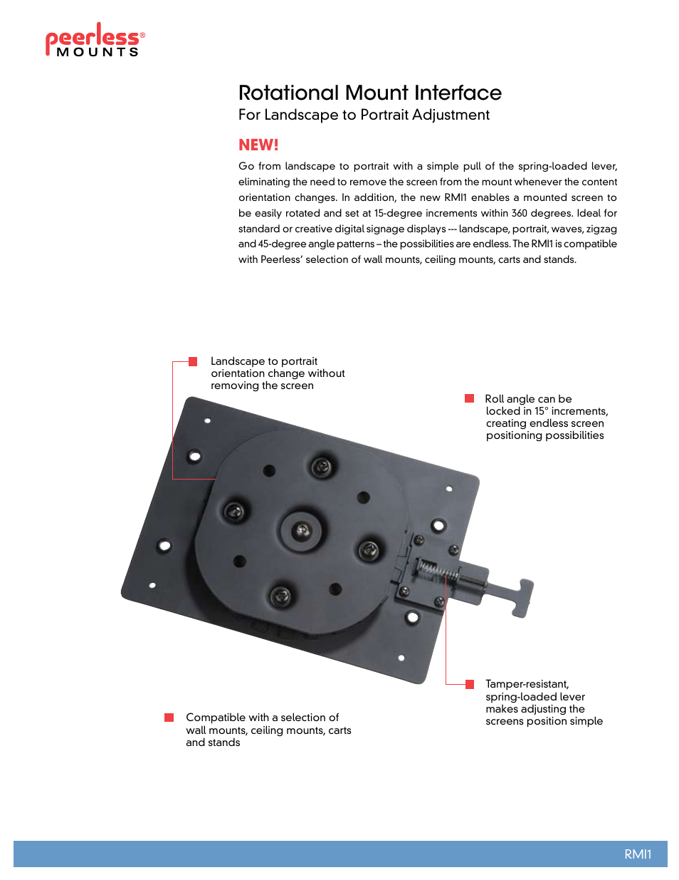 Peerless-AV RMI1  - Sell Sheet User Manual | 2 pages