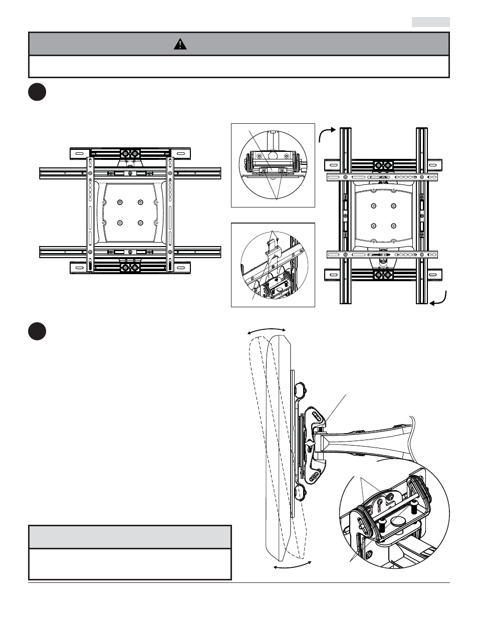Advertencia, Precaución, Ajuste de la pantalla plana 6 fi g. 6.1 7 | Vista superior, Vista trasera, Detalle 2 | Peerless-AV SA761PU-AW - Installation User Manual | Page 31 / 53