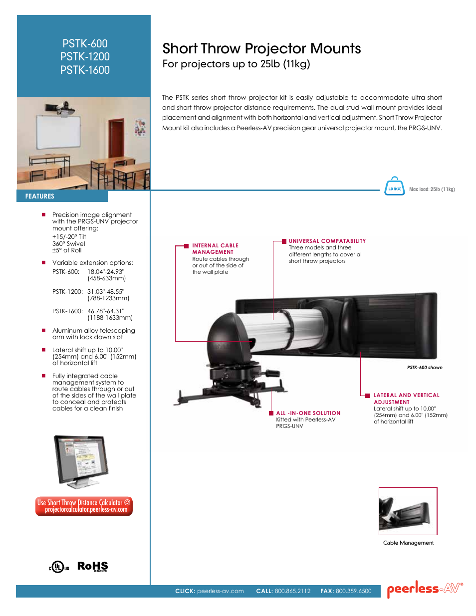 Peerless-AV PSTK-600  - Sell Sheet User Manual | 2 pages