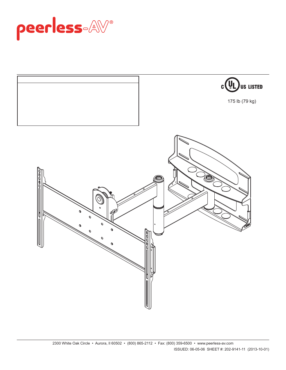 Peerless-AV PLAV60-UNLP-GB - Installation User Manual | 41 pages