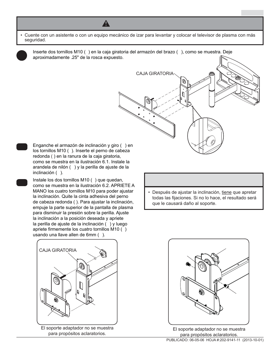 Advertencia, Atencion | Peerless-AV PLAV60-UNLP-GB - Installation User Manual | Page 22 / 41