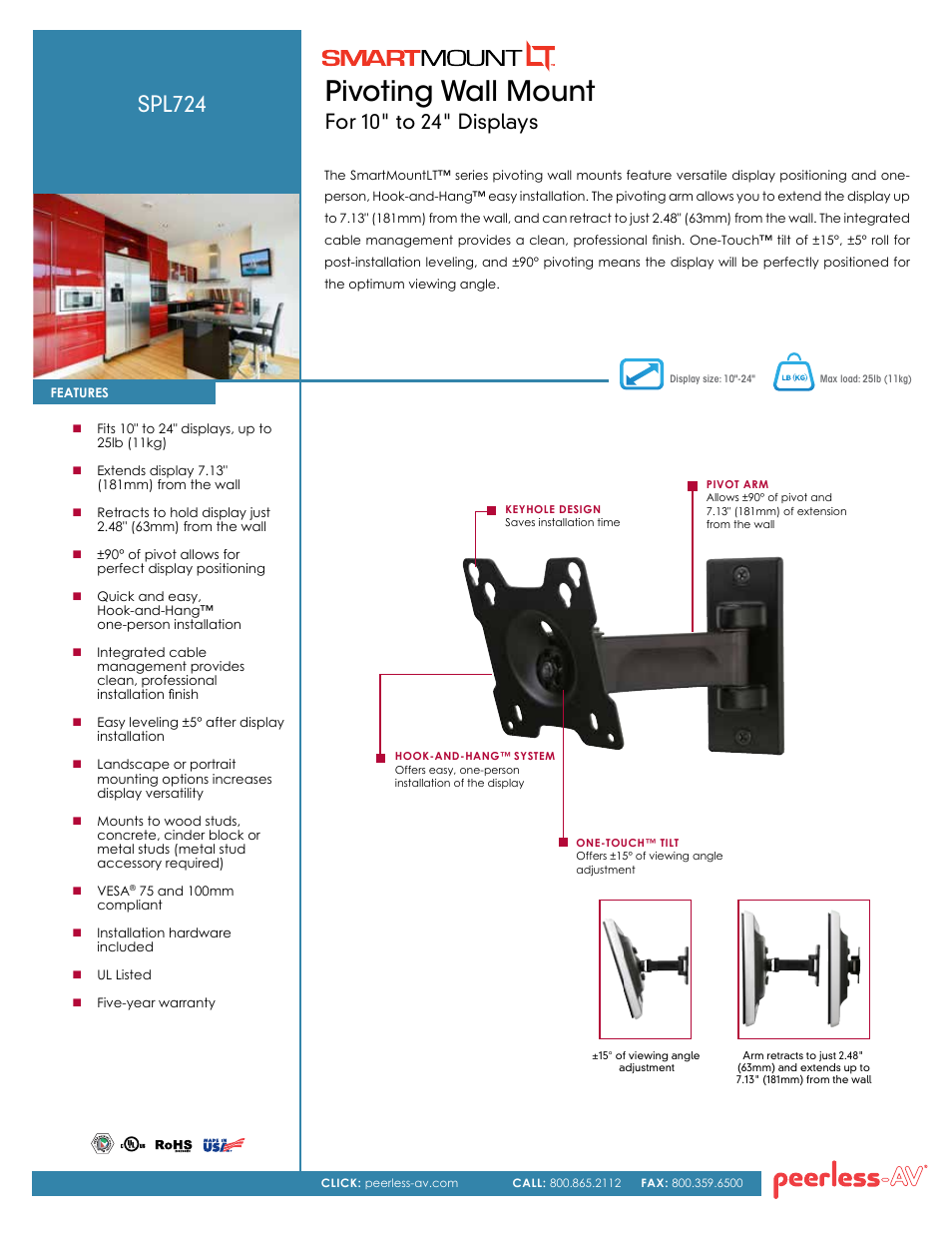 Peerless-AV SPL724  - Sell Sheet User Manual | 2 pages