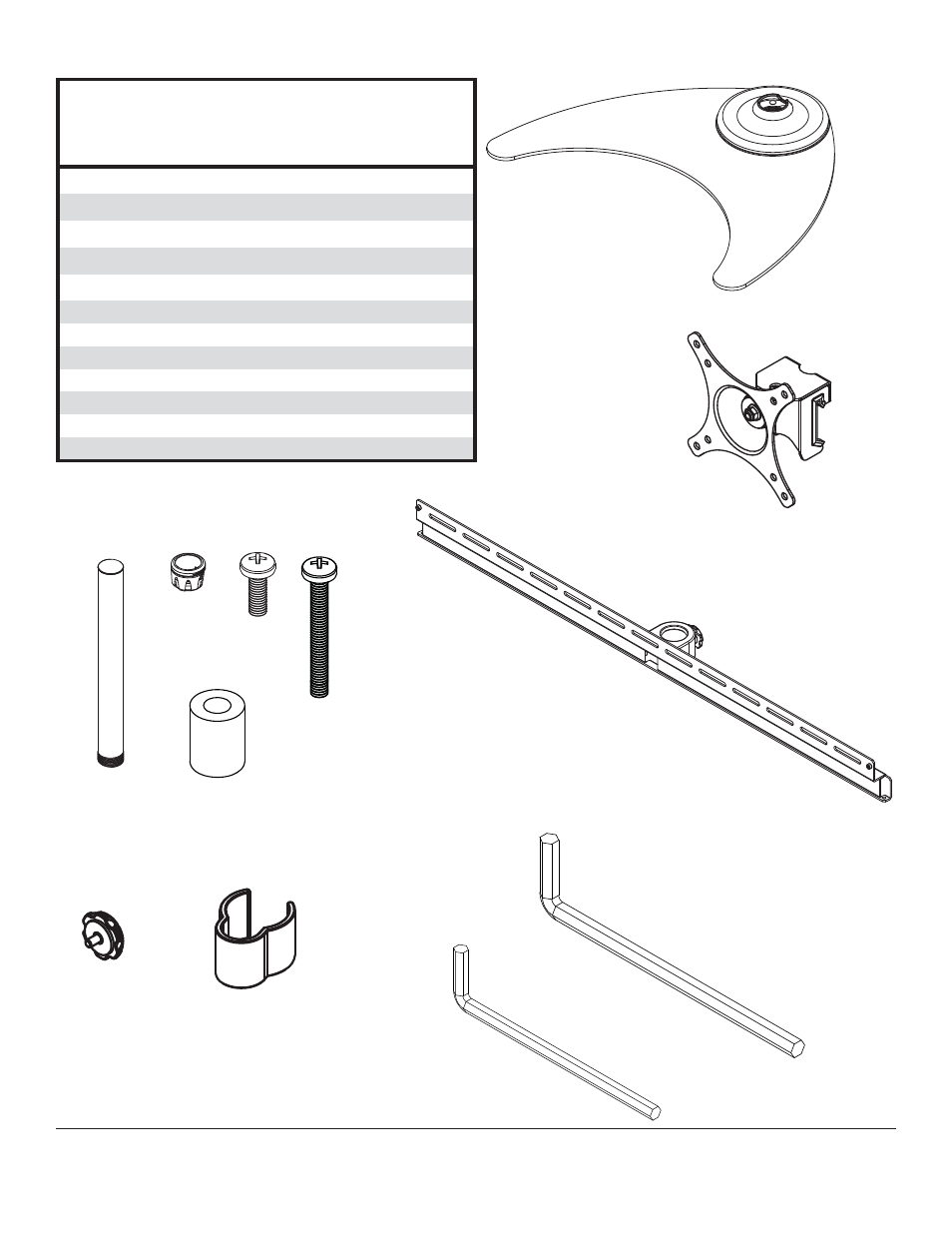 Parts list | Peerless-AV LCZ-3F419B - Installation User Manual | Page 3 / 23