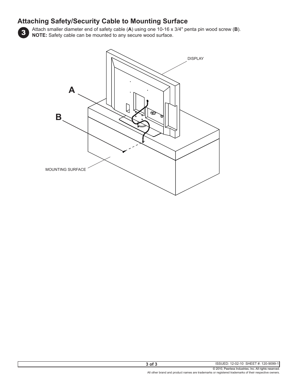 Peerless-AV HLC-KIT-Q10 - Installation User Manual | Page 3 / 3