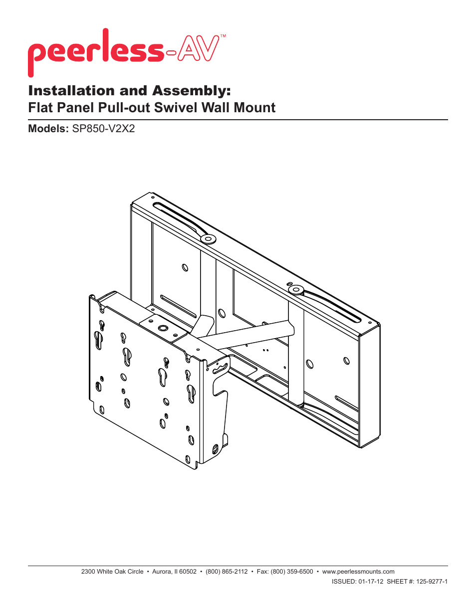 Peerless-AV SP850-V2X2 - Installation User Manual | 10 pages