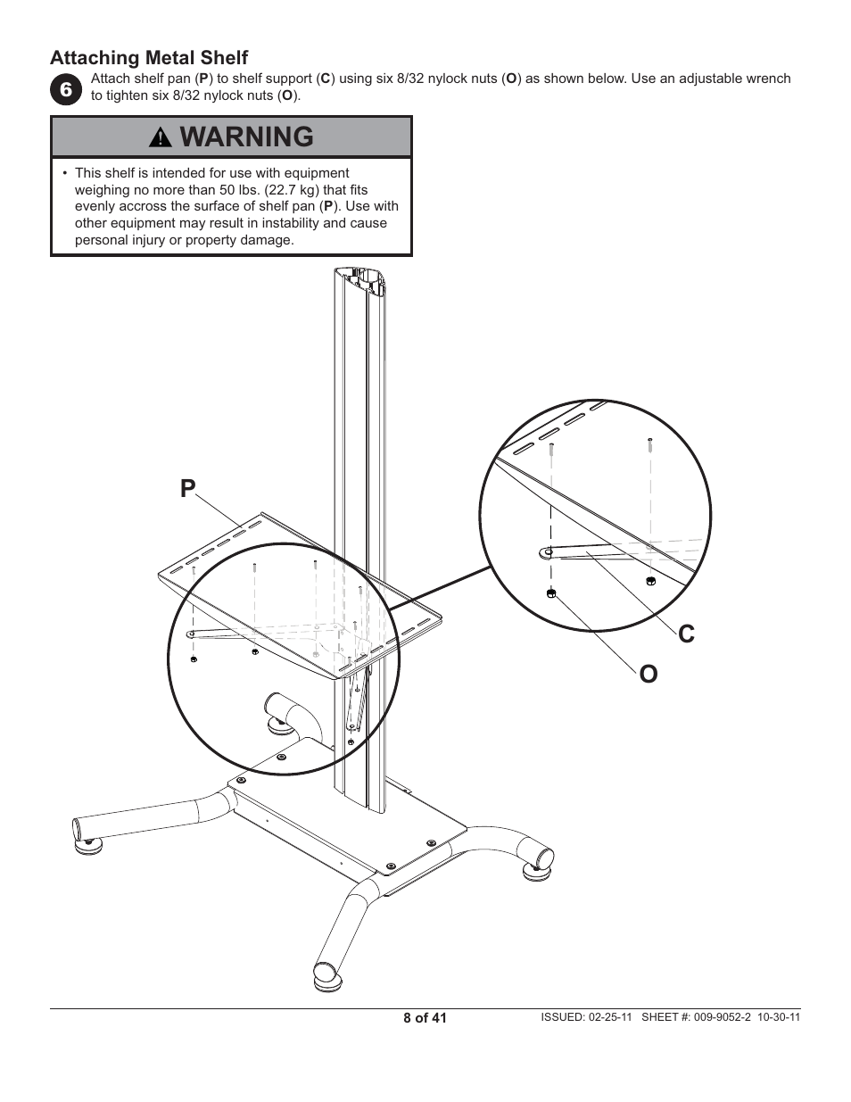 Warning, Op c | Peerless-AV SS560M - Installation User Manual | Page 8 / 41