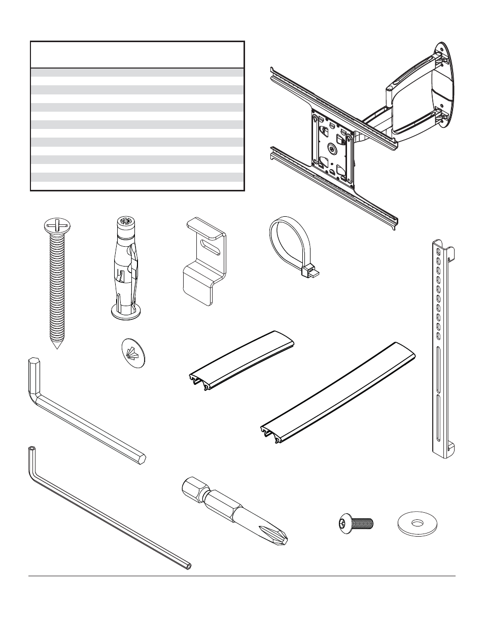 Parts list | Peerless-AV SAX755PU - Installation User Manual | Page 3 / 38