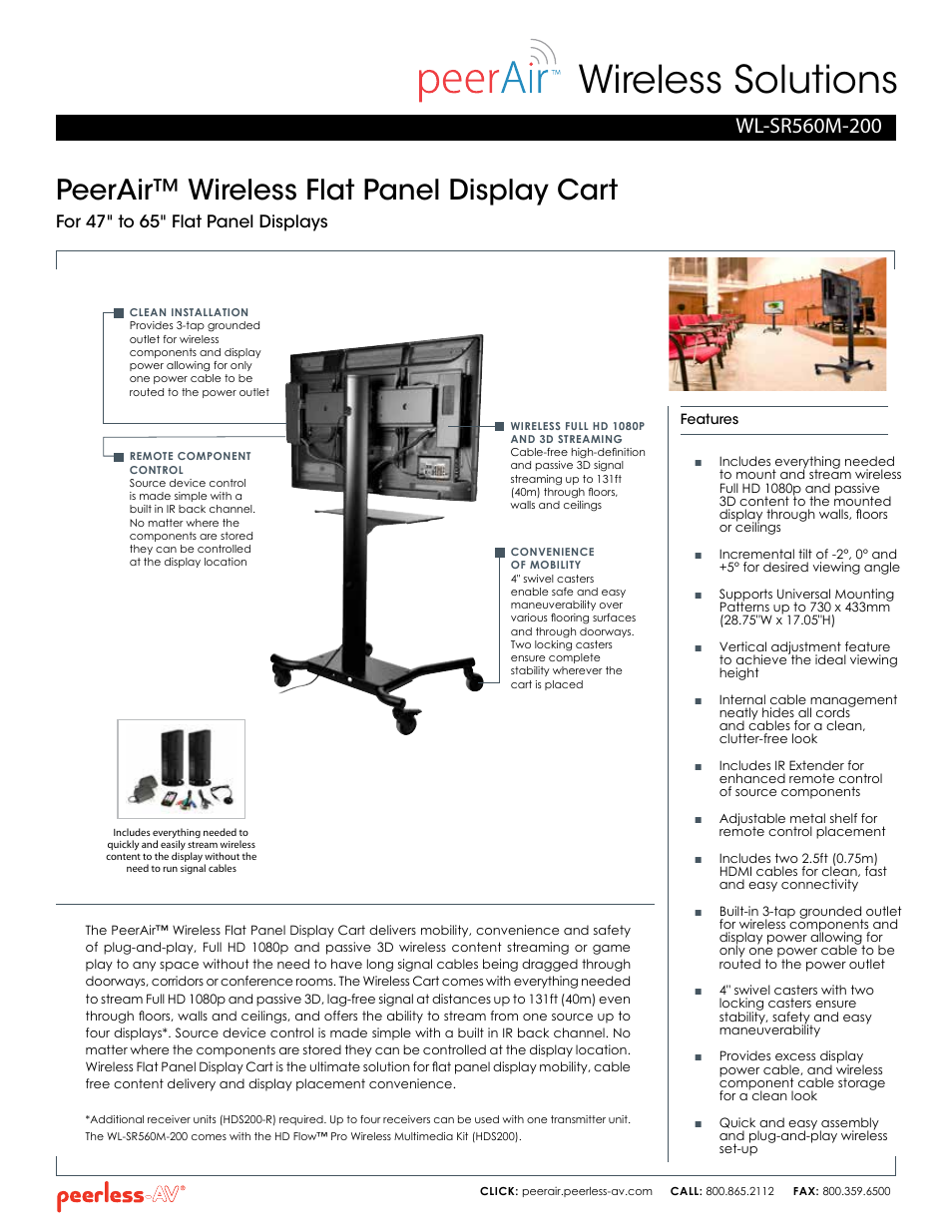 Peerless-AV WL-SR560M-200  - Sell Sheet User Manual | 2 pages