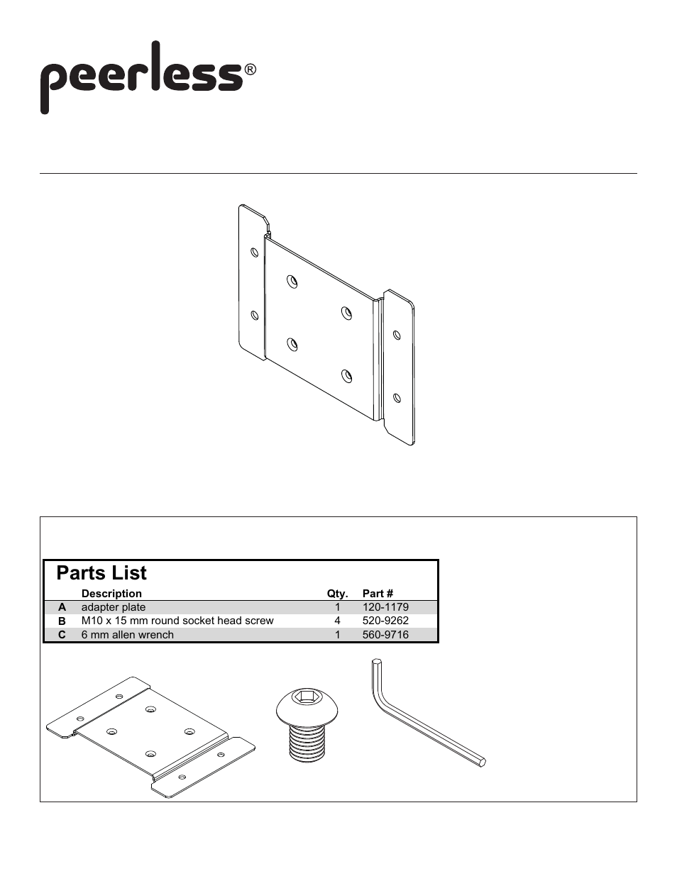 Peerless-AV ACC170 - Installation User Manual | 2 pages