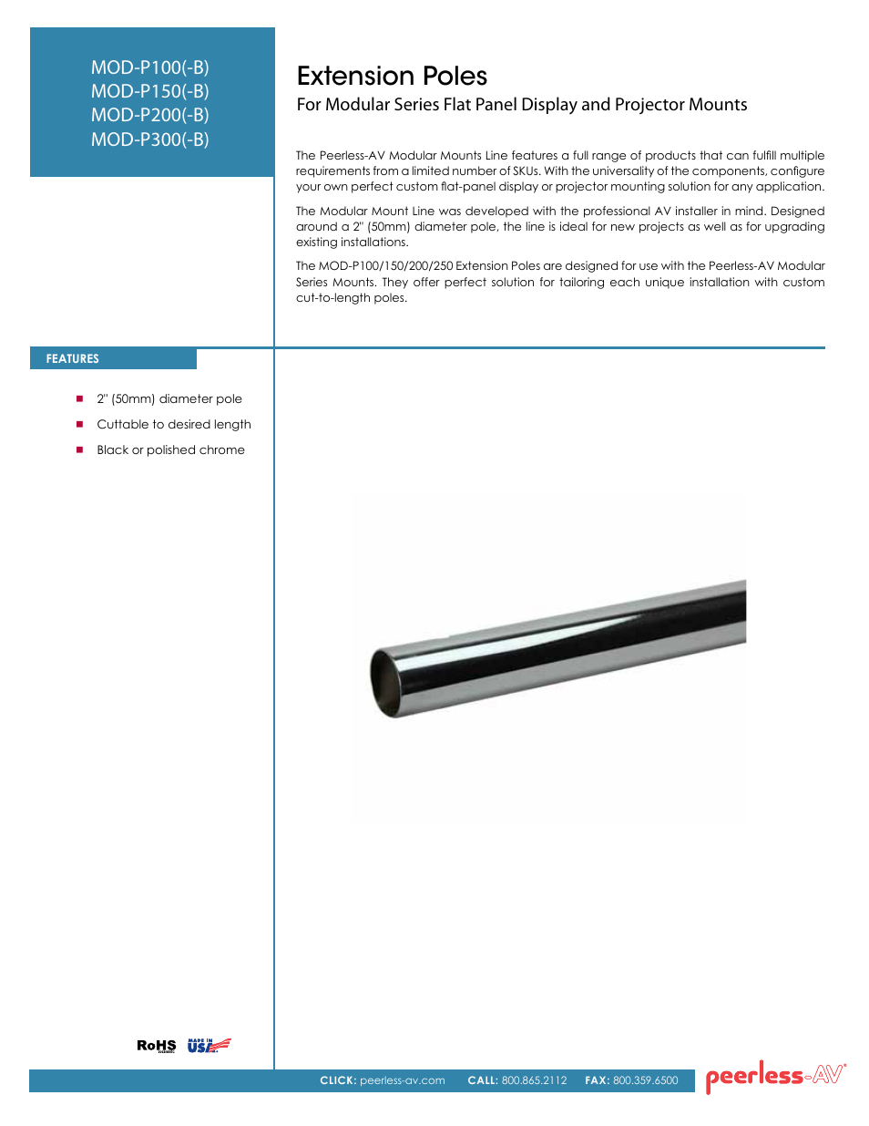 Peerless-AV MOD-P300-B  - Sell Sheet User Manual | 2 pages