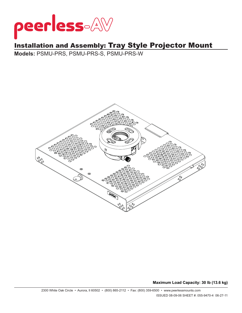 Peerless-AV PSMU-PRS-S - Installation User Manual | 11 pages