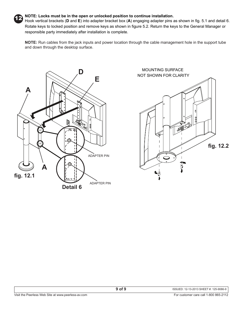 De a | Peerless-AV HP437-C# (52-63) - Installation User Manual | Page 9 / 9