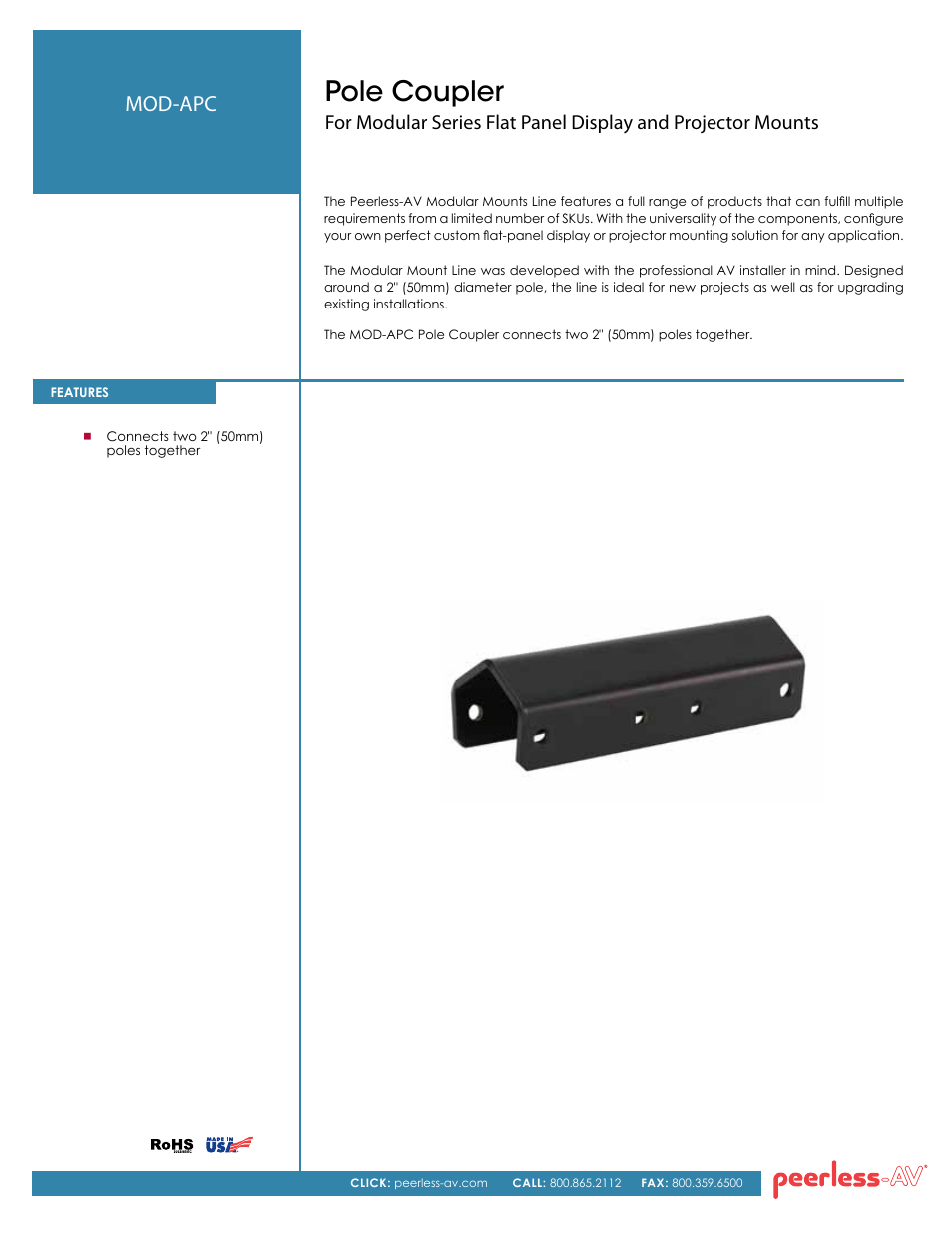 Peerless-AV MOD-APC  - Sell Sheet User Manual | 2 pages