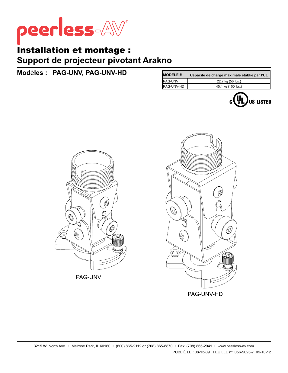 Mod è les : pag-unv, pag-unv-hd, Pag-unv pag-unv-hd | Peerless-AV PAG-UNV-HD - Installation User Manual | Page 19 / 27