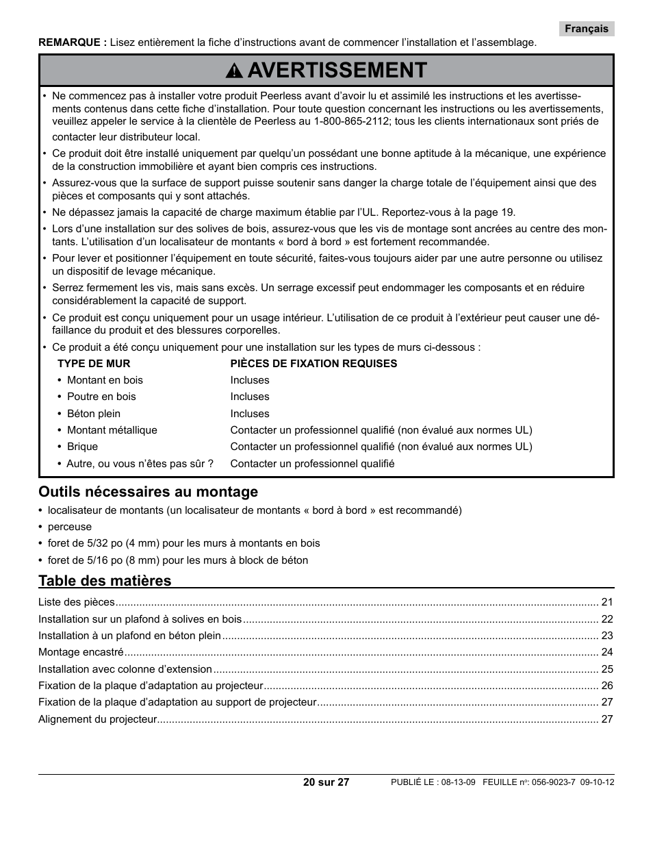 Peerless-AV PAG-UNV-HD - Installation User Manual | Page 20 / 27