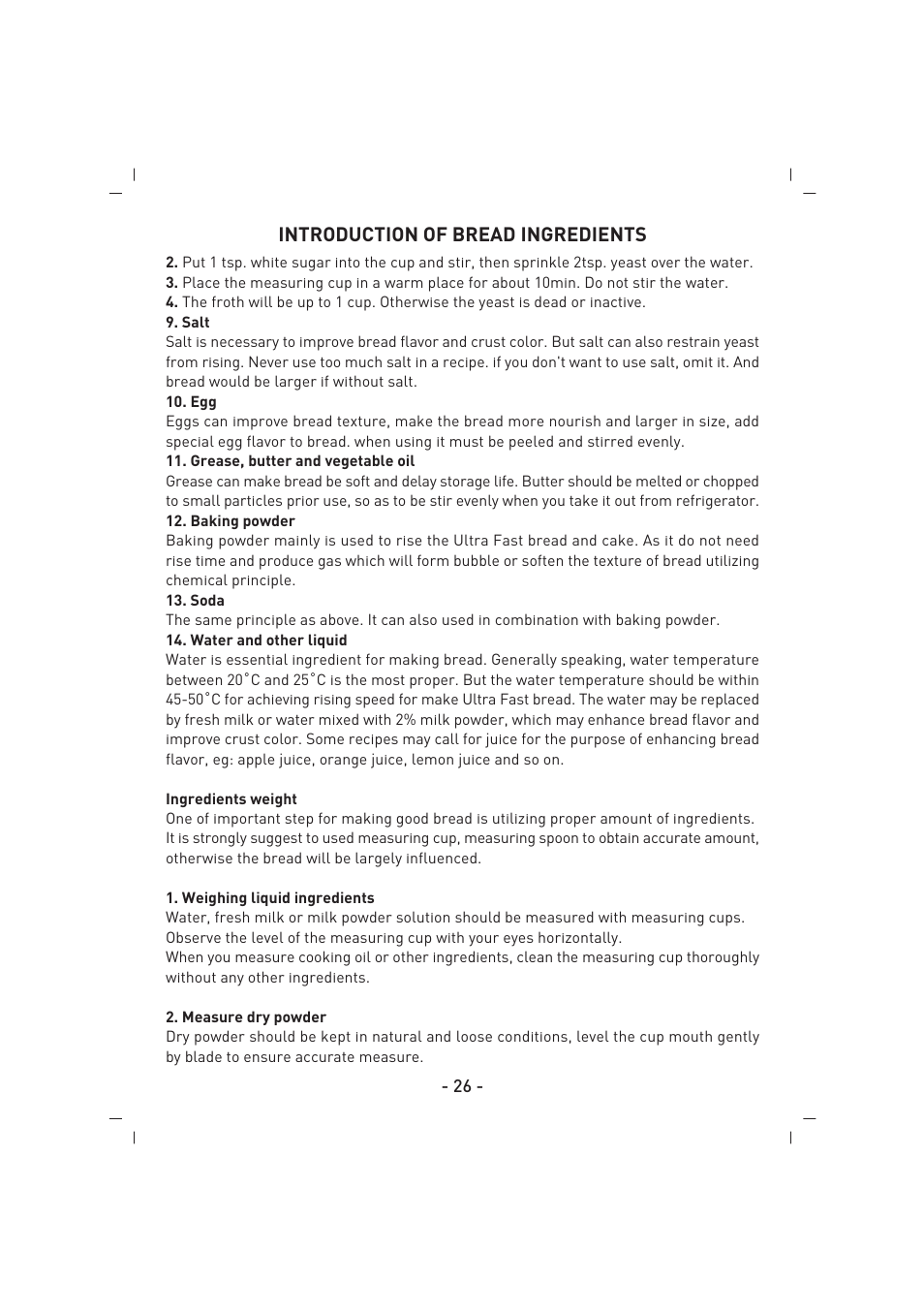 Introduction of bread ingredients | SINBO SBM 4713 User Manual | Page 27 / 52
