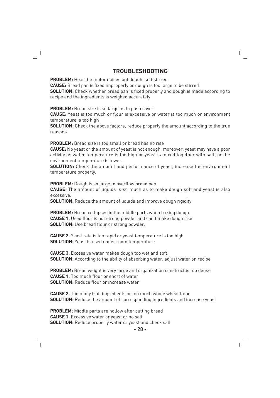 Troubleshooting | SINBO SBM 4713 User Manual | Page 29 / 52