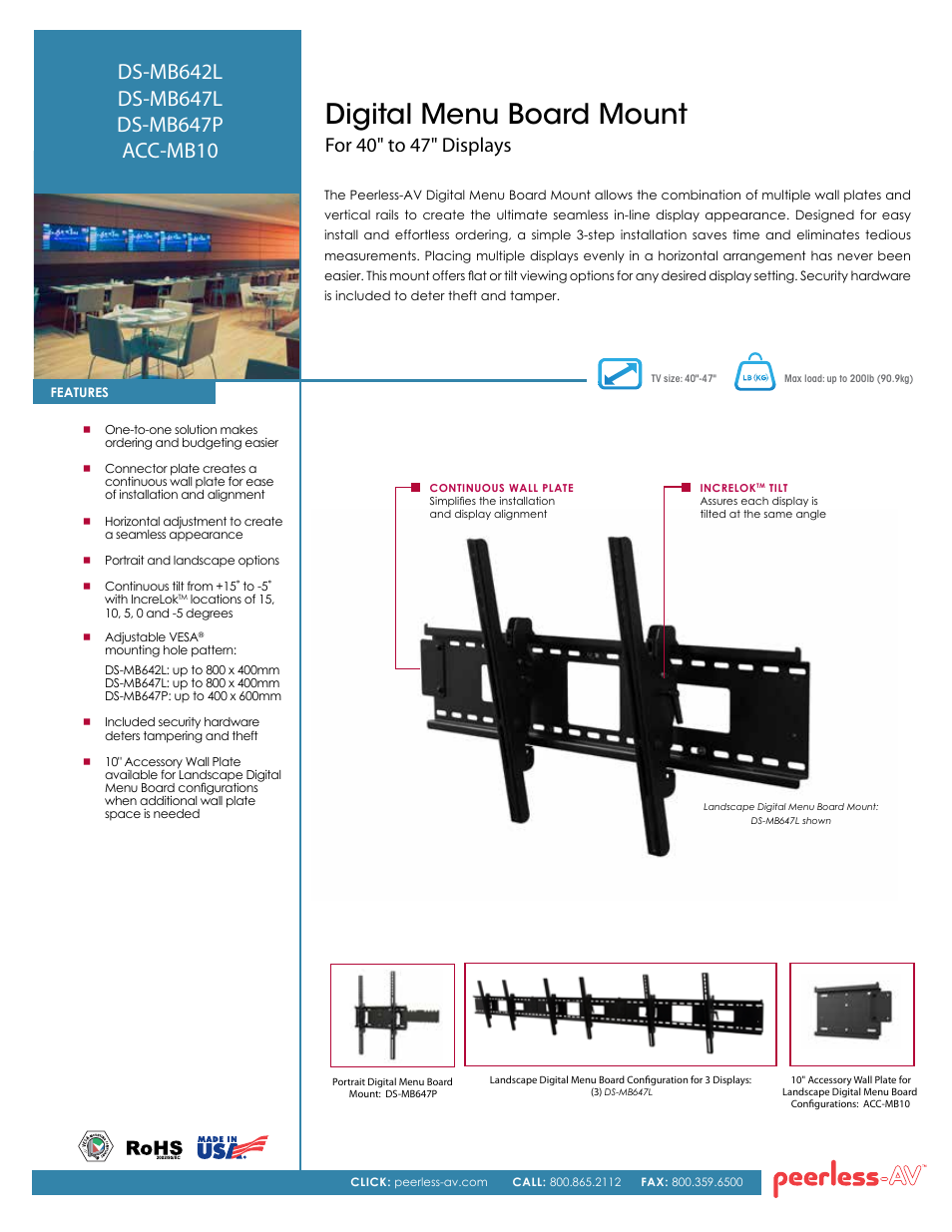 Peerless-AV DS-MB647P  - Sell Sheet User Manual | 2 pages