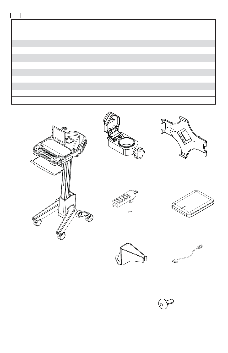 Parts list, C (1), B (1) | A (1) | Peerless-AV HCC201 - Installation User Manual | Page 3 / 12