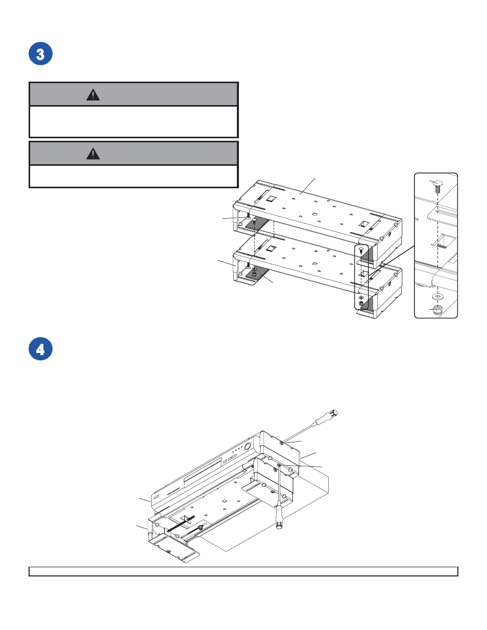 Warning, Ed f, Installing multiple dvd/dvr/vcr mounts | Peerless-AV VPM25-W - Installation User Manual | Page 5 / 5