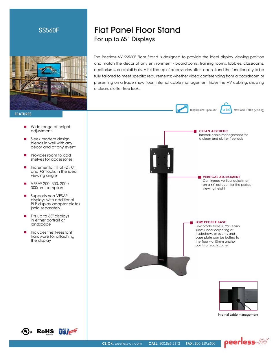 Peerless-AV SS560F  - Sell Sheet User Manual | 2 pages