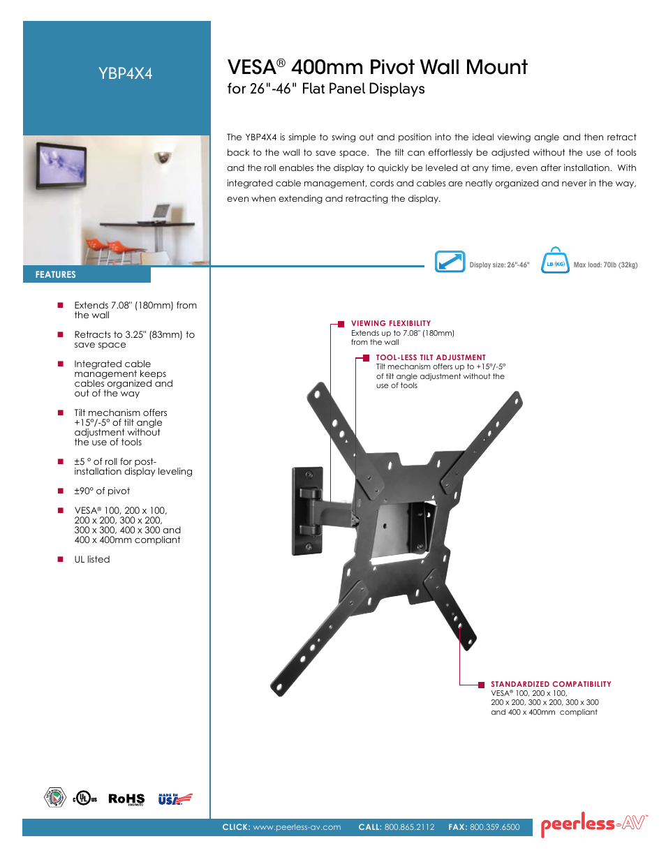 Peerless-AV YBP4X4  - Sell Sheet User Manual | 2 pages