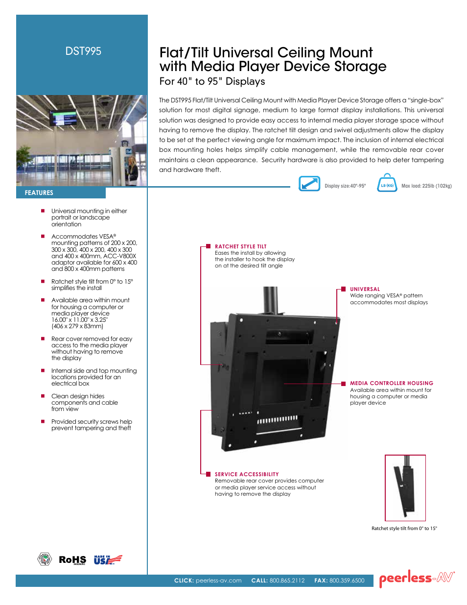 Peerless-AV DST995  - Sell Sheet User Manual | 2 pages