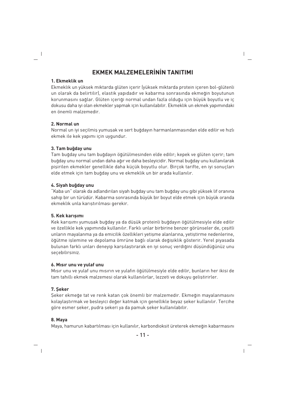 Ekmek malzemeler‹n‹n tanitimi | SINBO SBM 4711 User Manual | Page 12 / 40