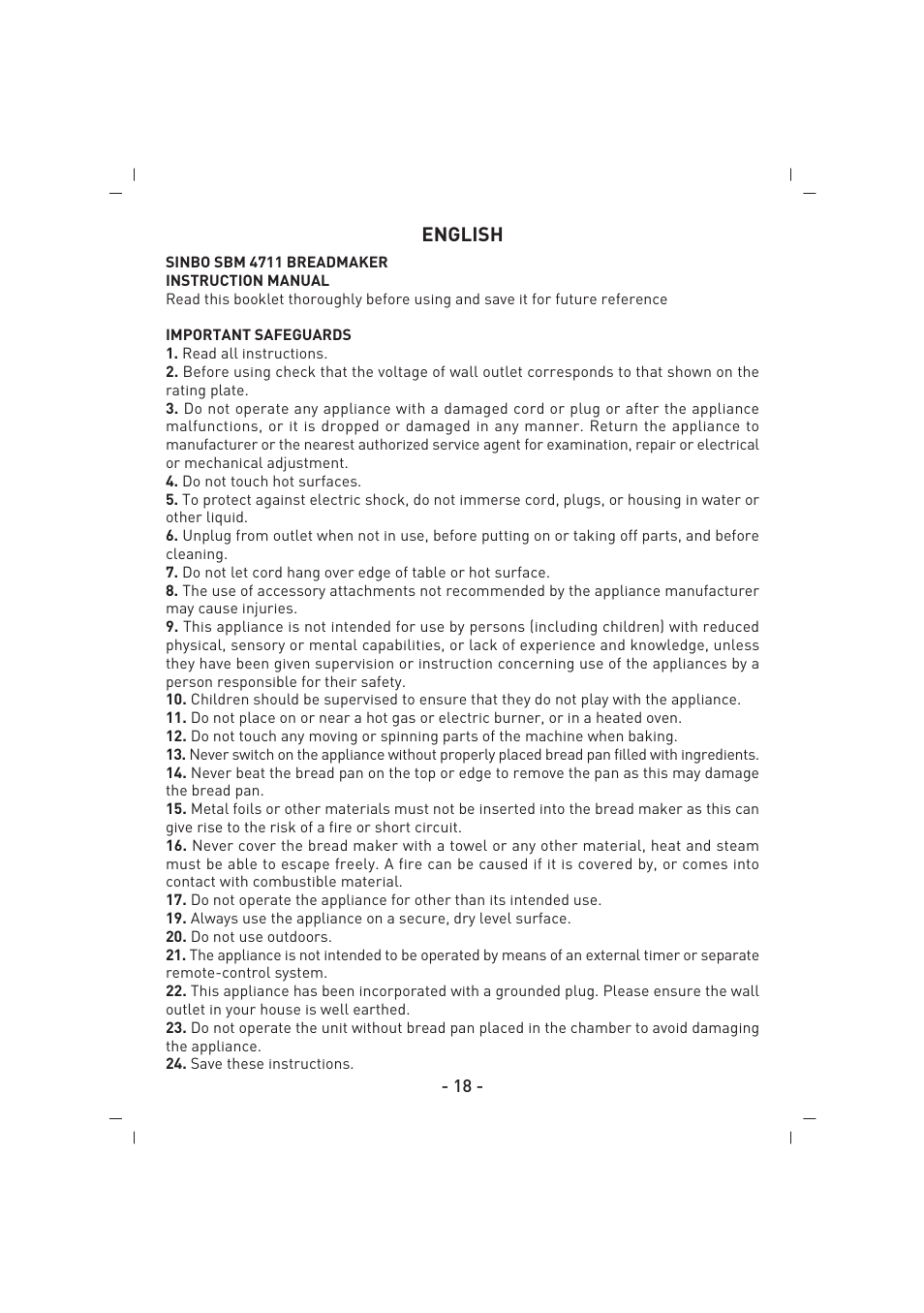 SINBO SBM 4711 User Manual | Page 19 / 40